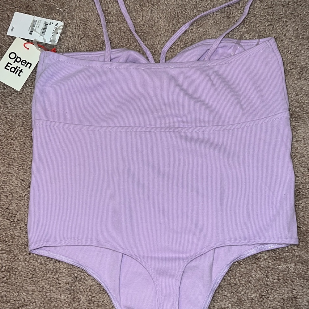 Open Edit Cut Out Body Suit in Purple Bloom - Picture 5 of 8